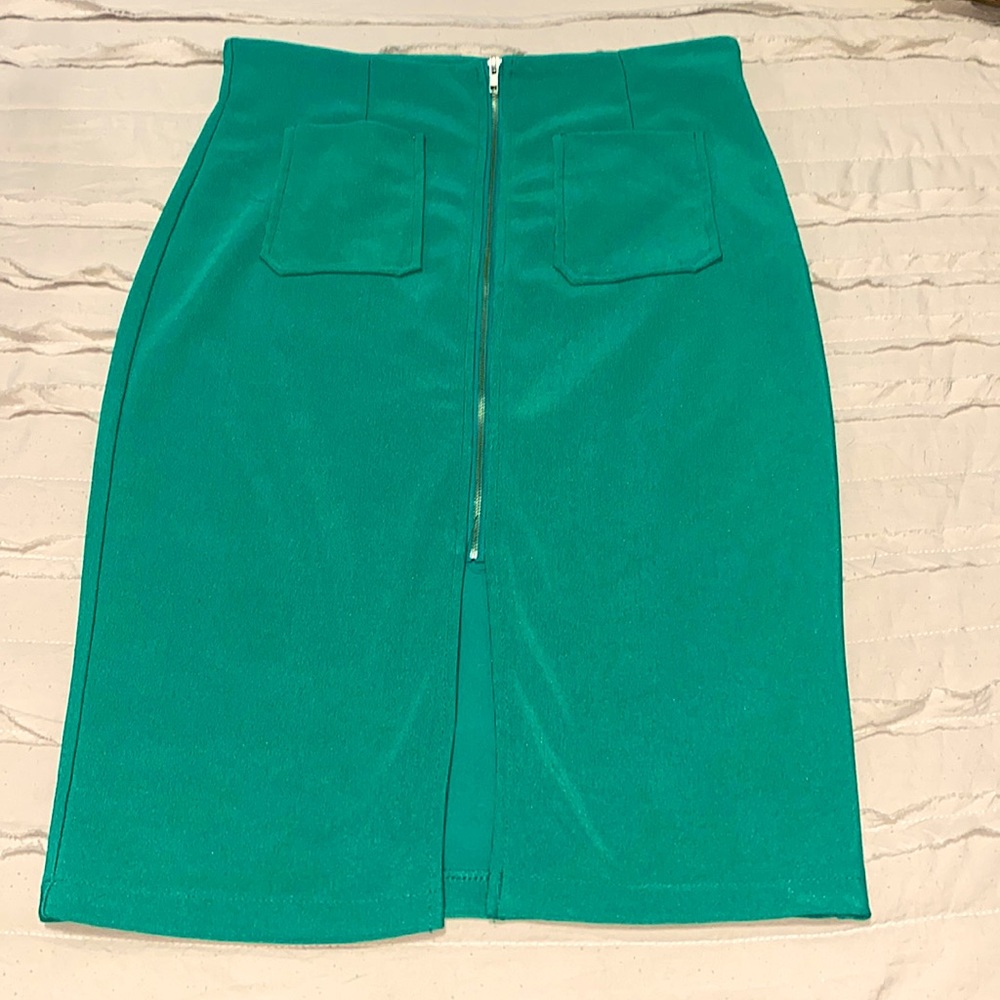 Agaci zippered midi green skirt